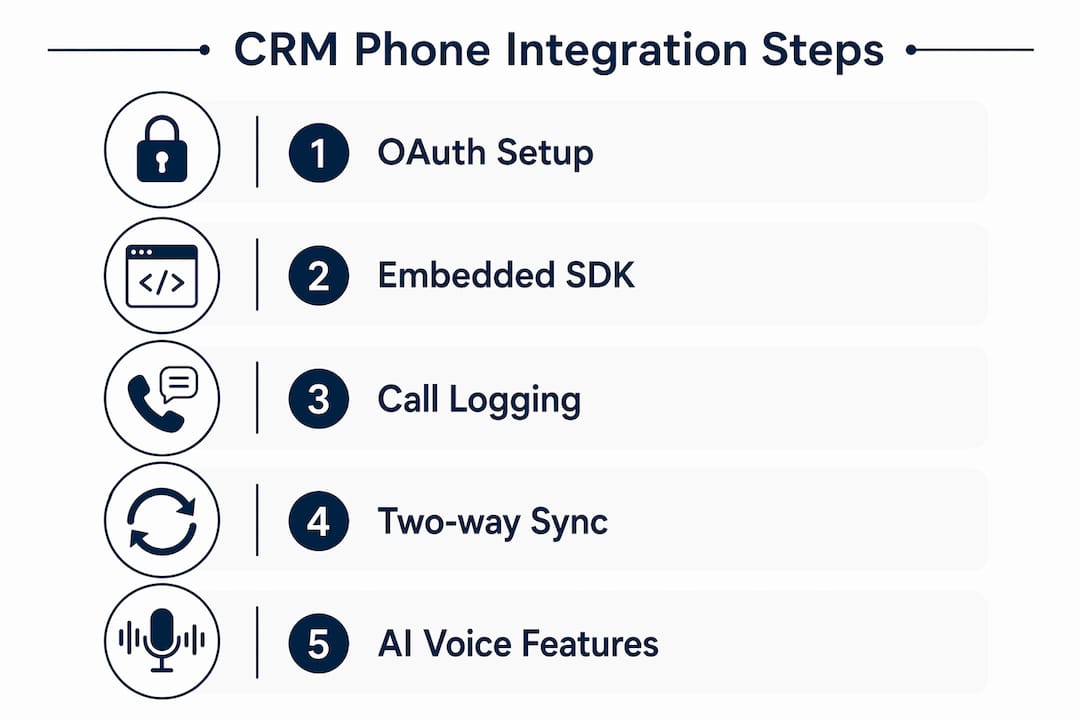 Infographic illustrating CRM phone integration steps