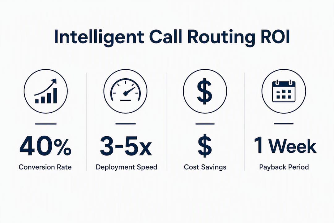 Infographic displaying ROI metrics of intelligent call routing