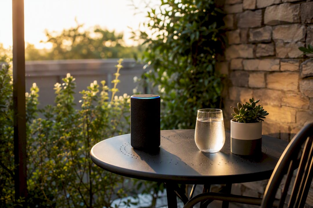 AI voice assistant device on desk