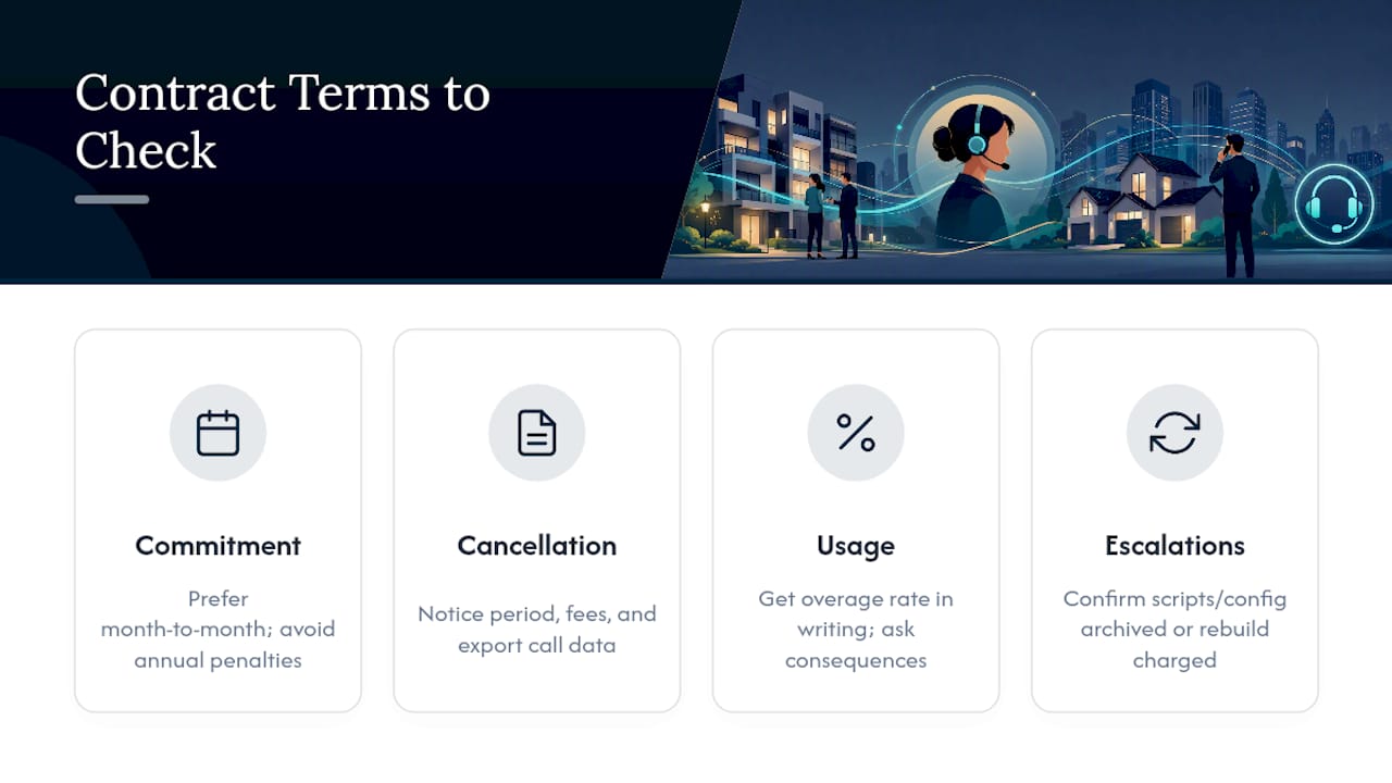 Illustrated summary of answering service contract terms