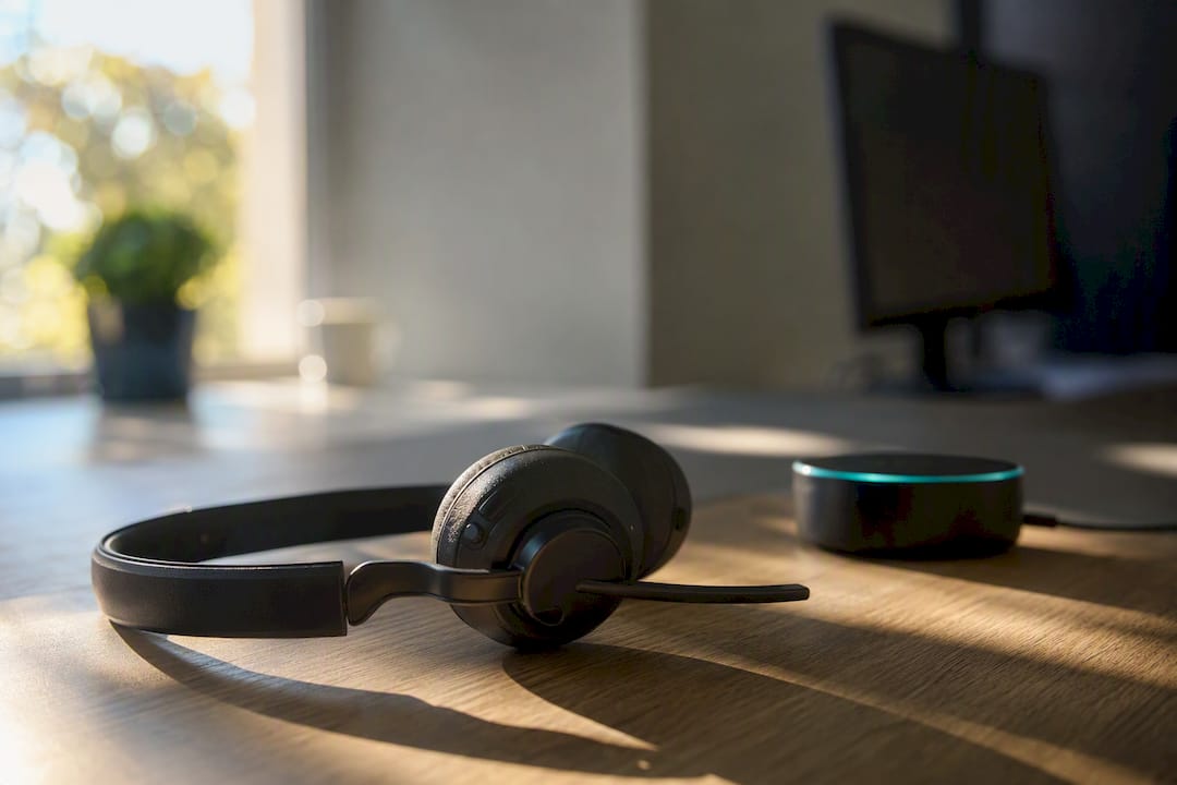 Headset and voice assistant device in office